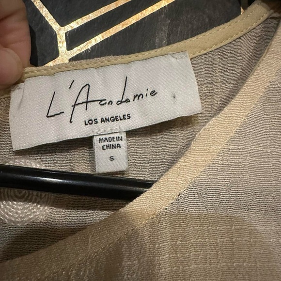 L'Academie Revolve Phoebe Midi Dress in Beige and White Dot NWOT - Picture 6 of 6